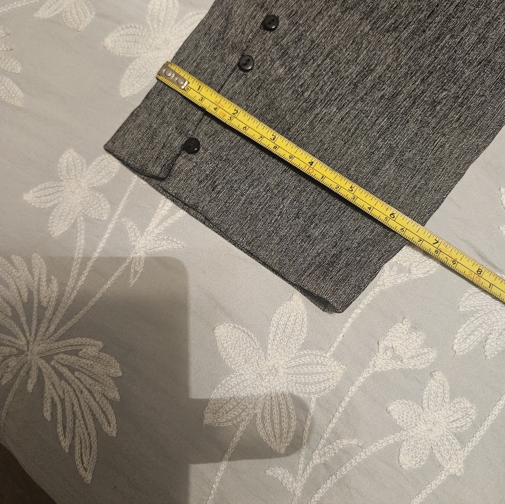 Gray Striped Textured Womens Mid Rise Pants With Cute Buttons On Each Leg - Picture 6 of 6